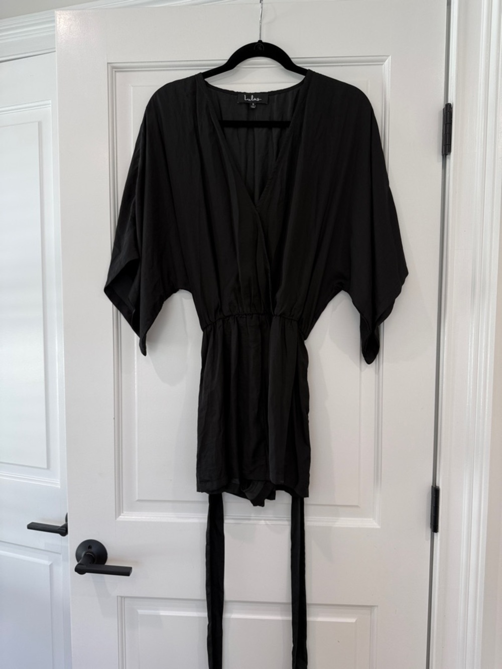 Lulus Black Lightweight Romper with Wrap Front